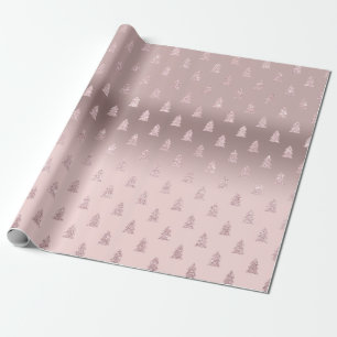 Elegant Roos Gold Glitter-kerstboompatroon Cadeaupapier