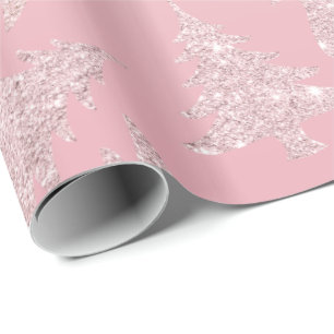 Elegant Roos Gold Glitter-kerstboompatroon Cadeaupapier