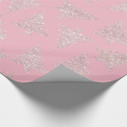 Elegant Roos Gold Glitter-kerstboompatroon Cadeaupapier (Hoek)