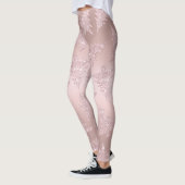 Elegant Roos Gold Glitter-kerstboompatroon Leggings (Links)