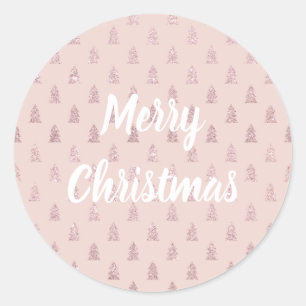 Elegant Roos Gold Glitter-kerstboompatroon Ronde Sticker