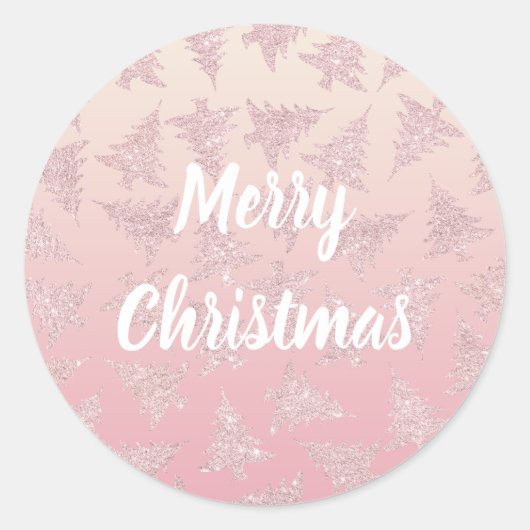 Elegant Roos Gold Glitter-kerstboompatroon Ronde Sticker (Voorkant)