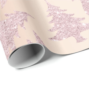 Elegant Roos Gold Glitter Kerstmis Patroon Cadeaupapier