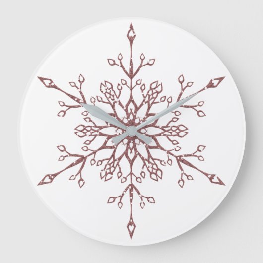Elegant Roos Gold Glitter-kerstsnowflake Grote Klok (Voorkant)