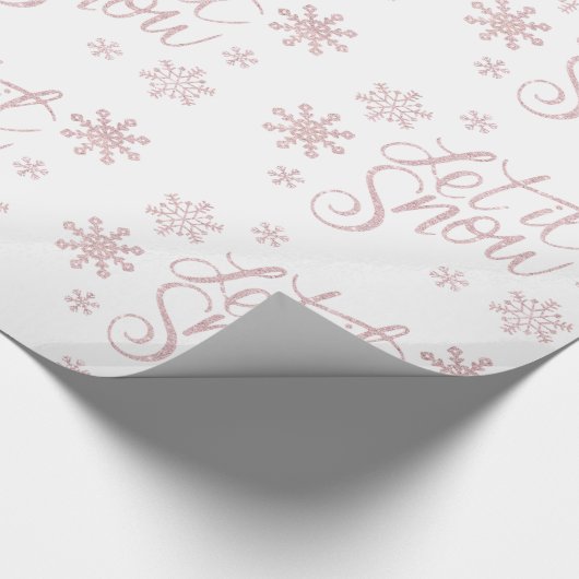 Elegant Roos Gold Glitter laat het sneeuwen en sne Cadeaupapier (Hoek)