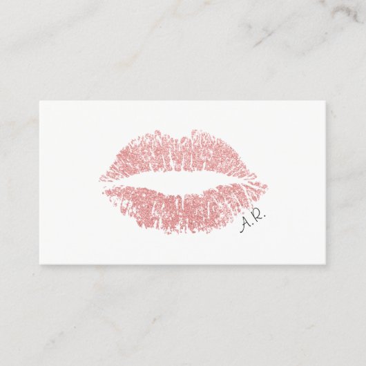 Elegant Roos Gold Glitter Lips Salon Minimalist Visitekaartje (Voorkant)