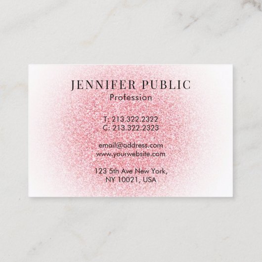 Elegant Roos Gold Glitter look Monogram Visitekaartje (Achterkant)