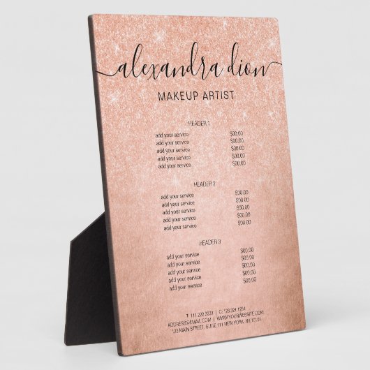 Elegant roos gold glitter make-up artiest services fotoplaat (Zijkant)