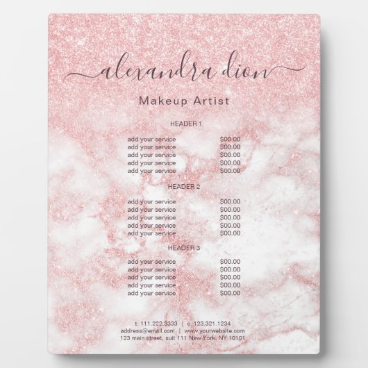 Elegant roos gold glitter make-up artiest services fotoplaat (Voorkant)