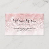 Elegant Roos Gold Glitter Makeup Artist Sparkly Visitekaartje (Achterkant)