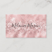 Elegant Roos Gold Glitter Makeup Artist Sparkly Visitekaartje (Voorkant)