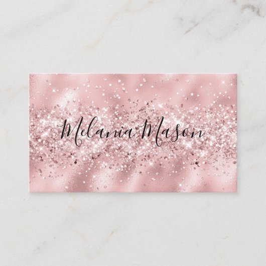 Elegant Roos Gold Glitter Makeup Artist Sparkly Visitekaartje (Voorkant)