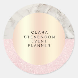 Elegant roos Gold glitter & marble event planner Ronde Sticker