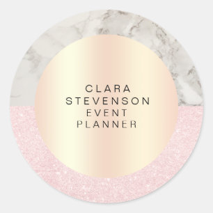 Elegant roos Gold glitter & marble event planner Ronde Sticker