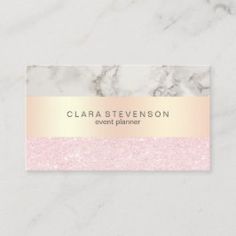 Elegant roos Gold glitter & marble event planner Visitekaartje