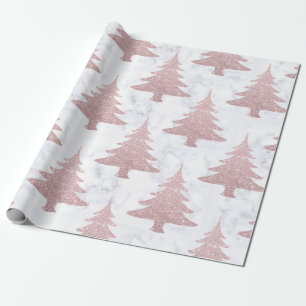 Elegant Roos Gold Glitter & Marble Kerstmis Tree Cadeaupapier