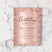 Elegant Roos Gold Glitter Metal 30th Birthday Kaart