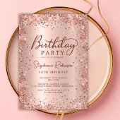 Elegant Roos Gold Glitter Metal 30th Birthday Kaart