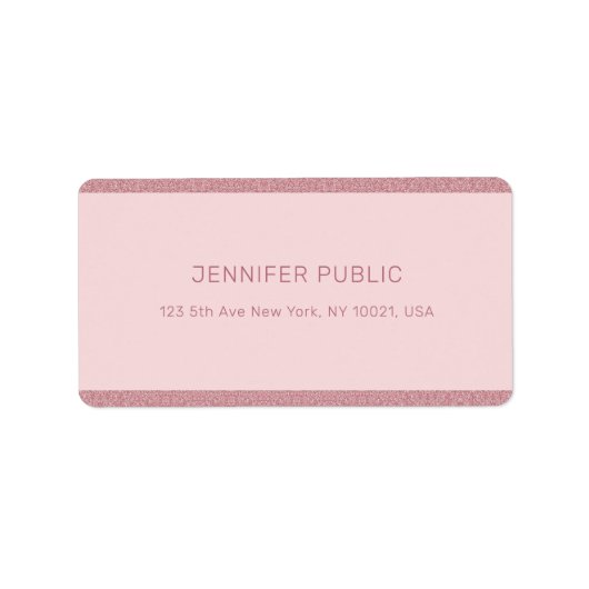 Elegant Roos Gold Glitter Moderne Sjabloon Trendy Etiket (Voorkant)