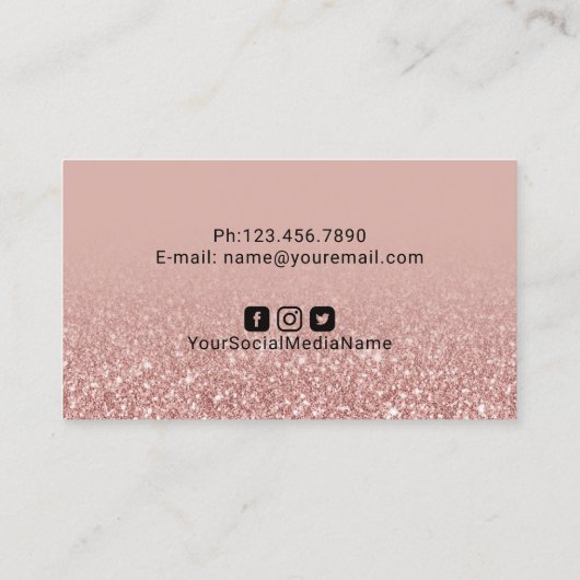 Elegant Roos Gold Glitter Monogram Beauty Salon Visitekaartje (Achterkant)