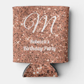 Elegant Roos Gold Glitter Monogram Blikjeskoeler (Voorkant)