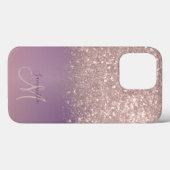 Elegant Roos Gold Glitter Monogram Naam Case-Mate iPhone Case (Achterkant (horizontaal))