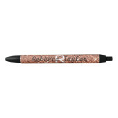 Elegant Roos Gold Glitter Monogram Pen (Voorkant)