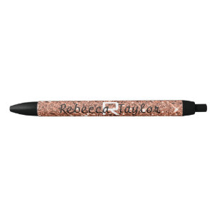 Elegant Roos Gold Glitter Monogram Pen