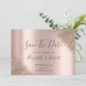 Elegant Roos Gold Glitter Ombre bewaar de datum Save The Date (Staand voorkant)