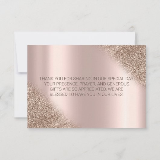 Elegant Roos Gold Glitter Ombre Blue Flower Bedankkaart (Achterkant)