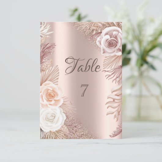 Elegant Roos Gold Glitter Ombre Boho Flowers Kaart (Staand voorkant)