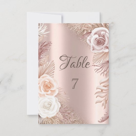 Elegant Roos Gold Glitter Ombre Boho Flowers Kaart (Achterkant)