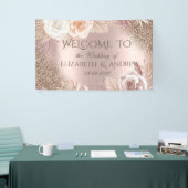 Elegant Roos Gold Glitter Ombre Boho Flowers Spandoek (Beurs)