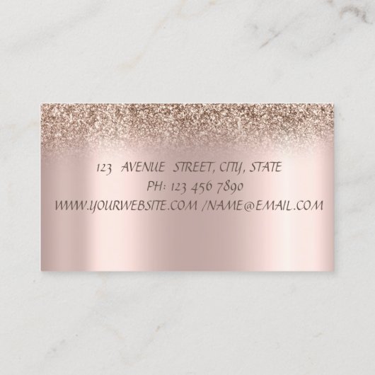 Elegant Roos Gold Glitter Ombre Confetti Visitekaartje (Achterkant)