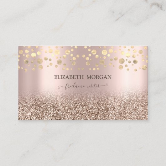 Elegant Roos Gold Glitter Ombre Confetti Visitekaartje (Voorkant)