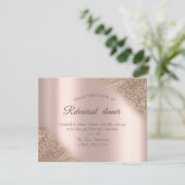Elegant Roos Gold Glitter Ombre Rehearsal Dinner Kaart (Staand voorkant)