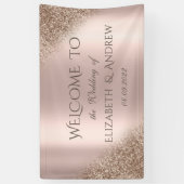 Elegant Roos Gold Glitter Ombre Spandoek (Verticaal)