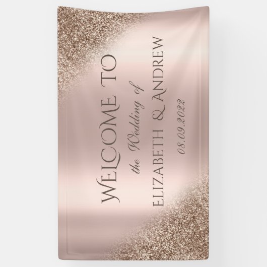 Elegant Roos Gold Glitter Ombre Spandoek (Verticaal)