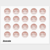 Elegant Roos Gold Glitter Ombre Wedding Monogram Ronde Sticker (Vel)