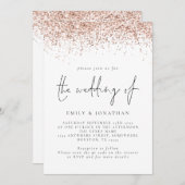 Elegant Roos Gold Glitter QR Code Weddenschap Kaart (Voorkant / Achterkant)