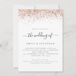 Elegant Roos Gold Glitter QR code Weddenschap Kaart