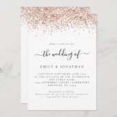 Elegant Roos Gold Glitter QR code Weddenschap Kaart (Voorkant / Achterkant)