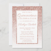 Elegant Roos Gold Glitter Quinceañera Birthday Kaart (Voorkant)