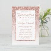 Elegant Roos Gold Glitter Quinceañera Birthday Kaart (Staand voorkant)