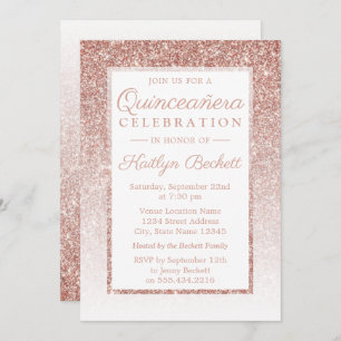 Elegant Roos Gold Glitter Quinceañera Birthday Kaart