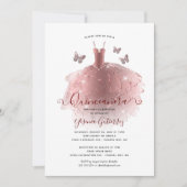 Elegant Roos Gold Glitter Quinceañera Dress Kaart (Voorkant)