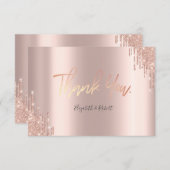 Elegant Roos Gold Glitter-schijven Hartelijk dank Bedankkaart (Voorkant / Achterkant)