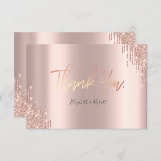 Elegant Roos Gold Glitter-schijven Hartelijk dank Bedankkaart (Voorkant / Achterkant)