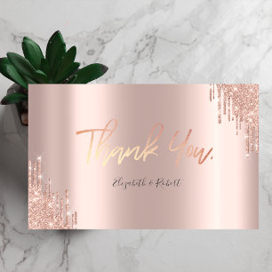 Elegant Roos Gold Glitter-schijven Hartelijk dank Bedankkaart
