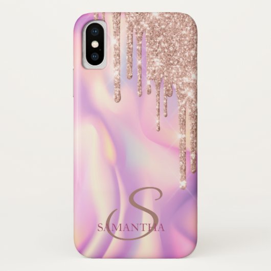 Elegant Roos Gold Glitter-schijven Holografisch Case-Mate iPhone Case (Achterkant)